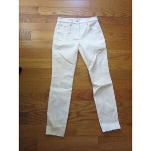 St. John White Jeans With Raw Hems High Waisted Crop Pants Size 0